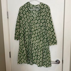 Zara Size Small Green Printed Dress